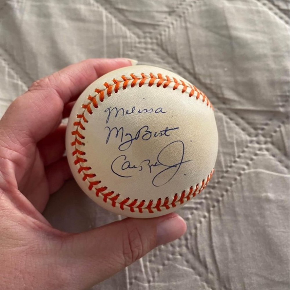 Signed Cal Ripken baseball personalized Melissa Baltimore Orioles collectable